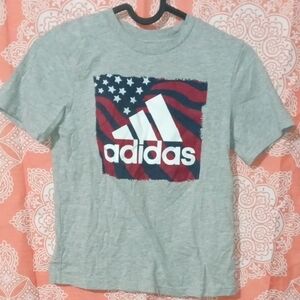 Adidas Gray Tee with Patriotic Design